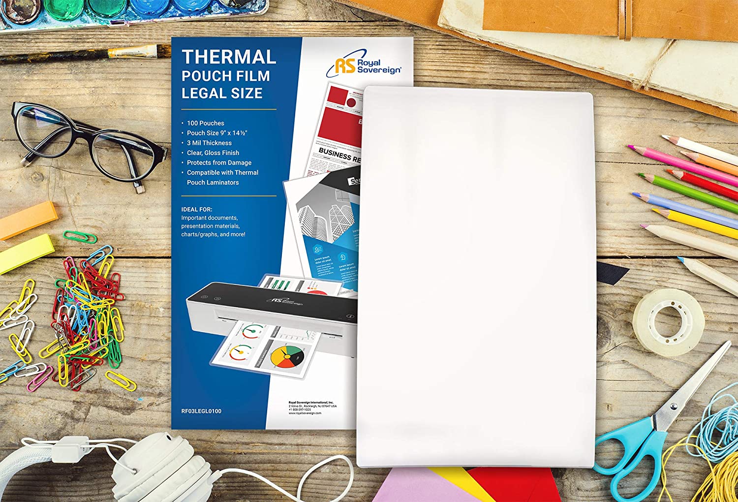 RF03LEGL0100, Thermal Laminating Pouches, Legal Size