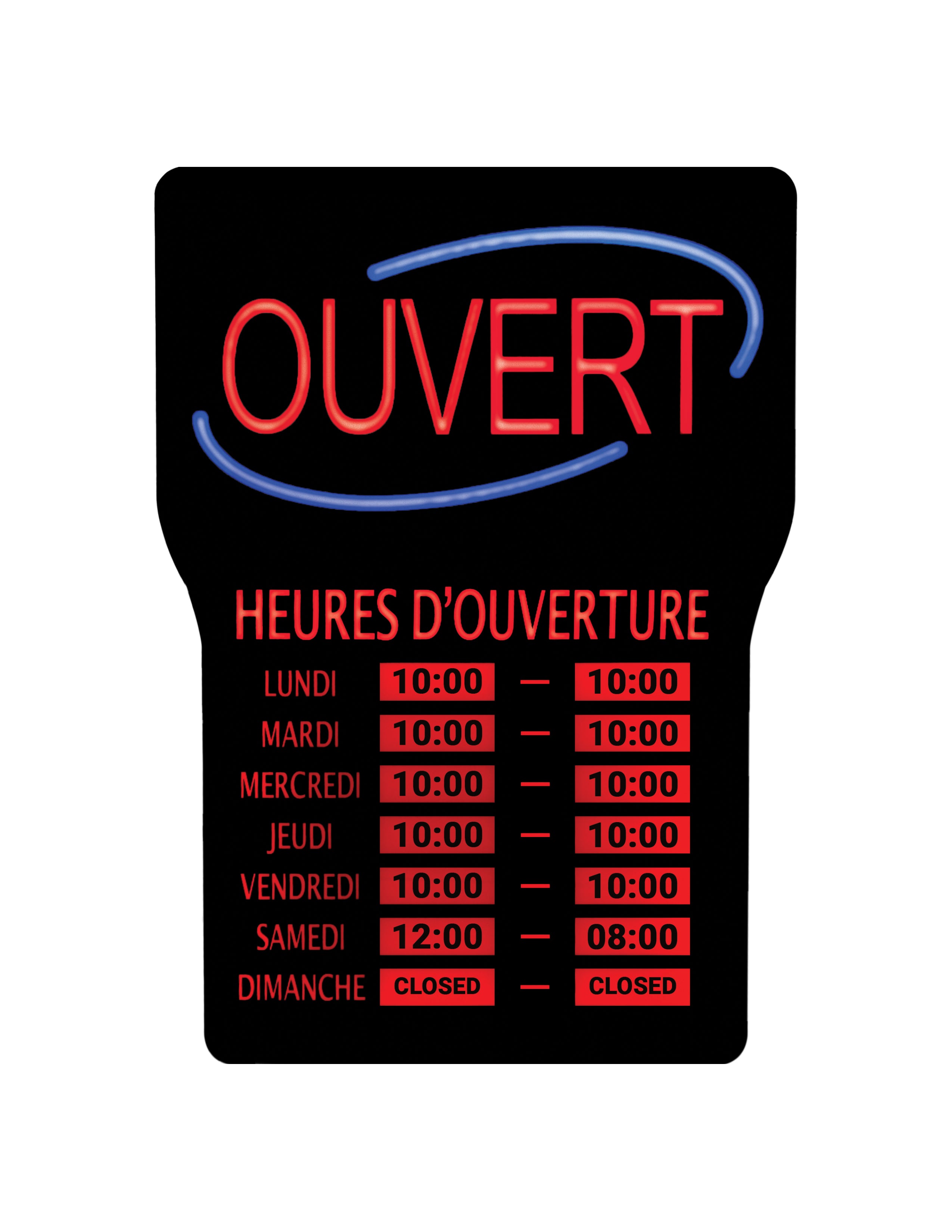RSB-1342F/ FRENCH LED OPEN SIGN WITH HOURS